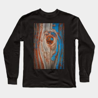 Red and Blue Wood Abstract Long Sleeve T-Shirt